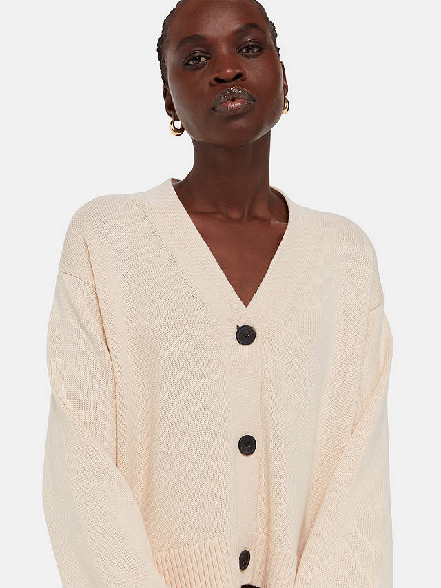 Whistles Nina Button Front Cardigan, Ivory