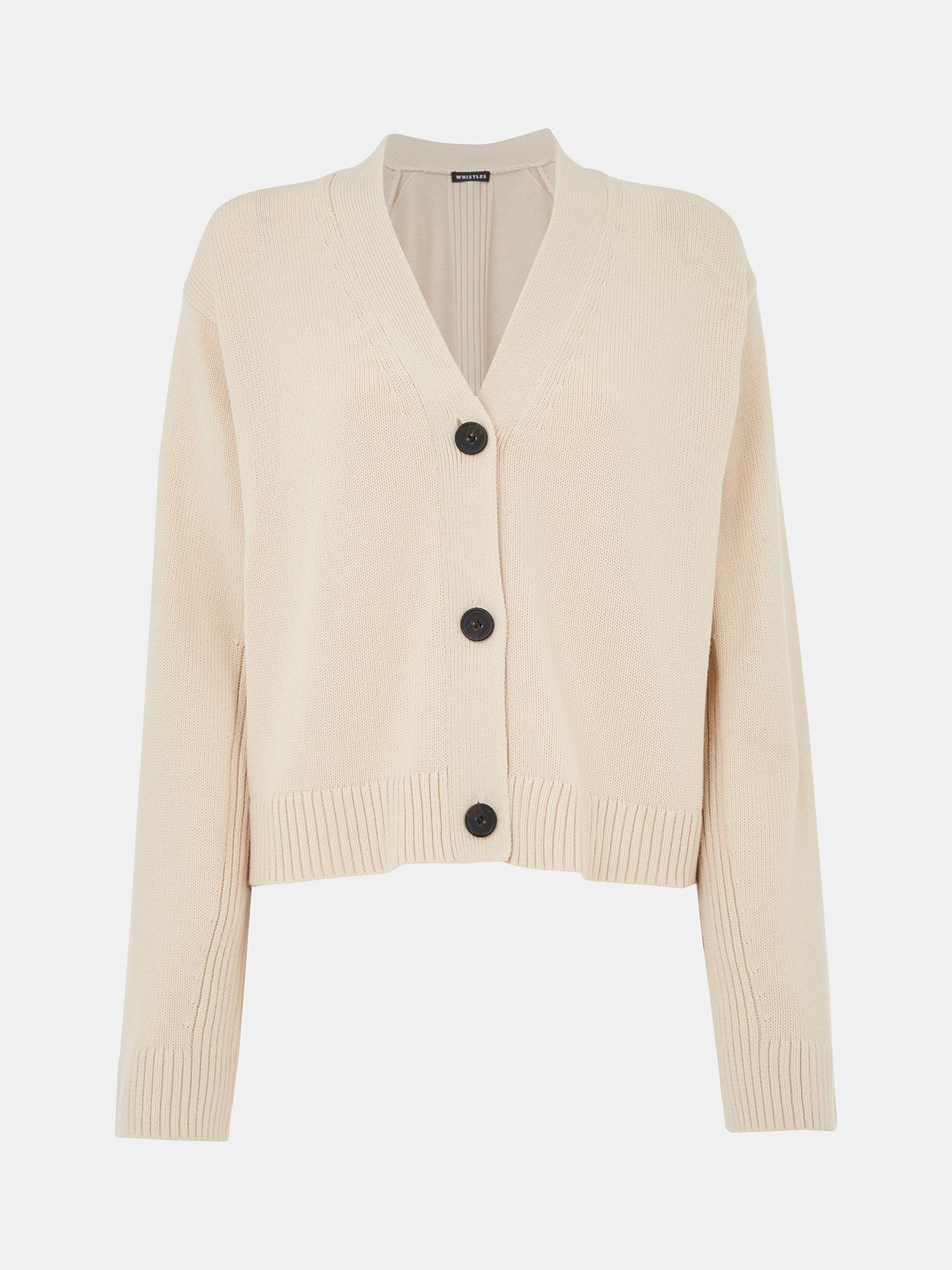 Whistles Nina Button Front Cardigan, Ivory, XS