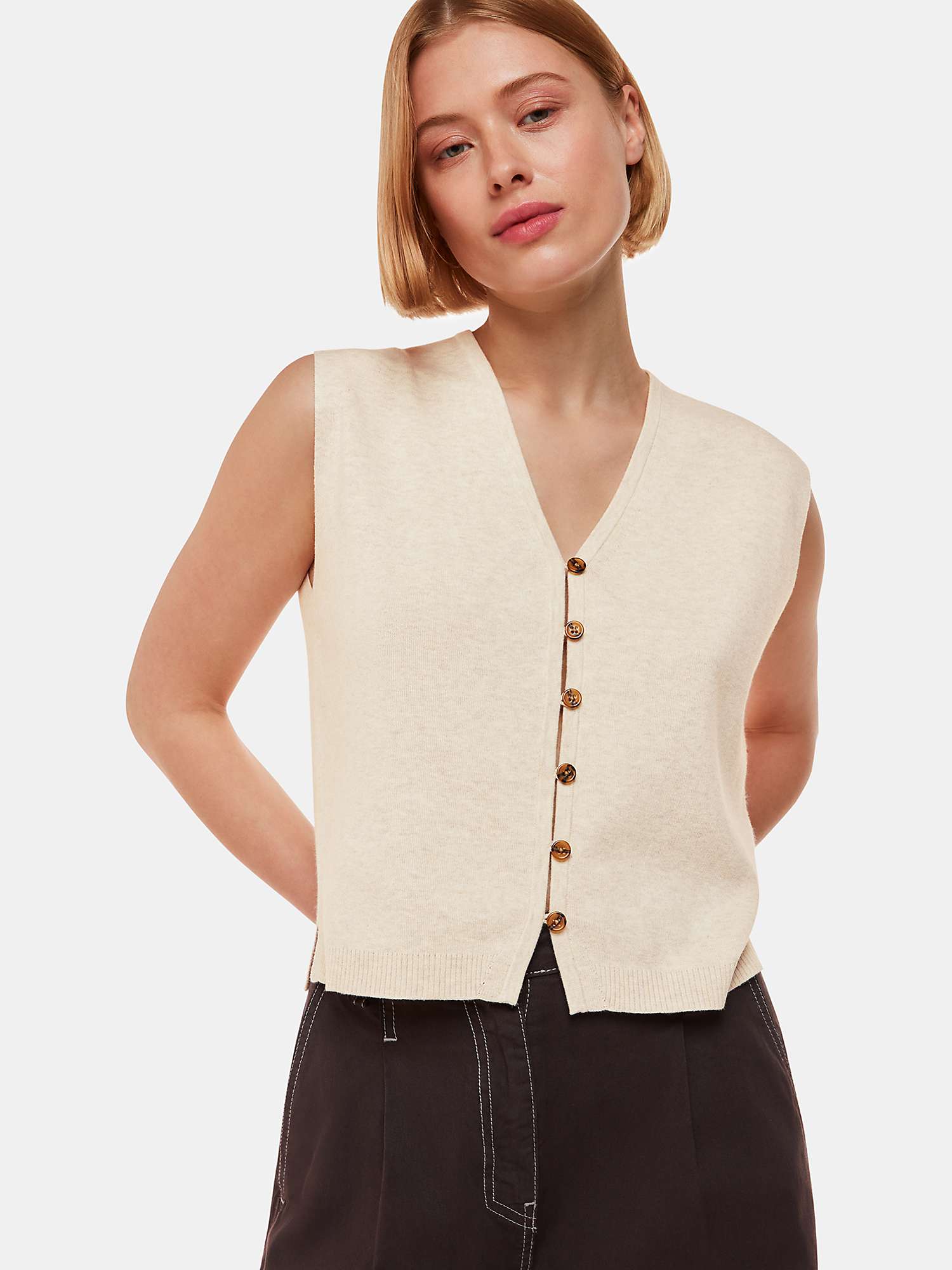 Buy Whistles Bailey Button Through Tank Top, Oatmeal Online at johnlewis.com