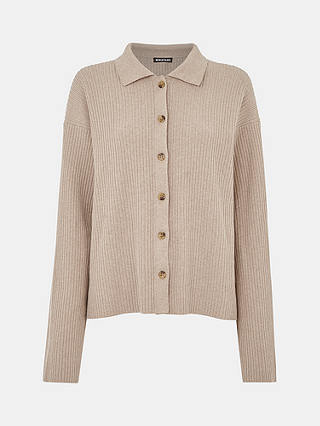 Whistles Rib Collar Cardigan, Oatmeal