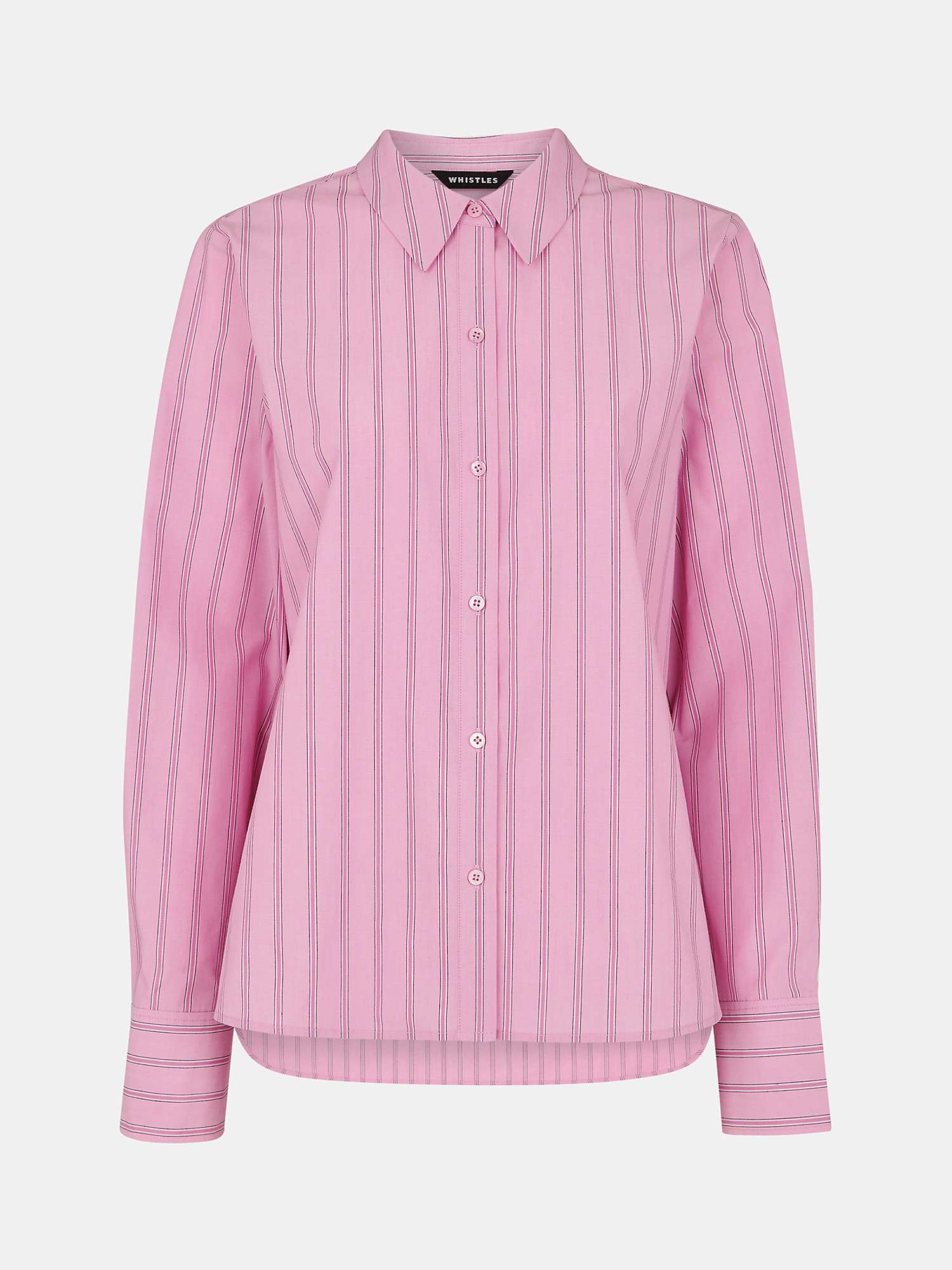 Buy Whistles Stripe Cotton Boxy Fit Shirt, Pink/Multi Online at johnlewis.com