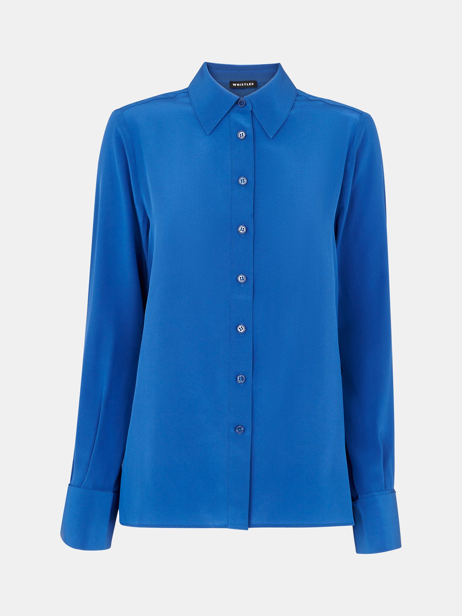 Whistles Ultimate Silk Shirt, Blue at John Lewis & Partners