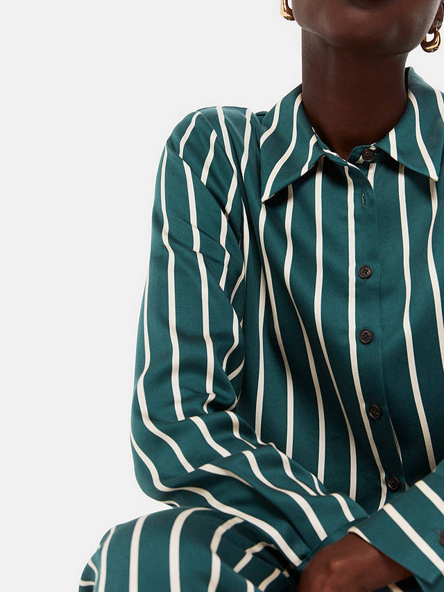 Whistles Petite Alex Stripe Shirt, Green/Multi