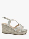 Paradox London Wide Fit Yanelli Shimmer Wedge Espadrilles, SIlver