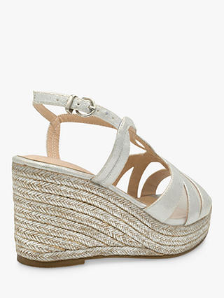 Paradox London Wide Fit Yanelli Shimmer Wedge Espadrilles, SIlver