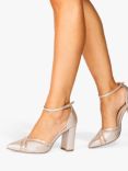 Paradox London Rhea Shimmer Block Heel Sandals, Nude