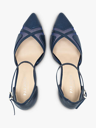 Paradox London Rhea Shimmer Block Heel Sandals, Navy