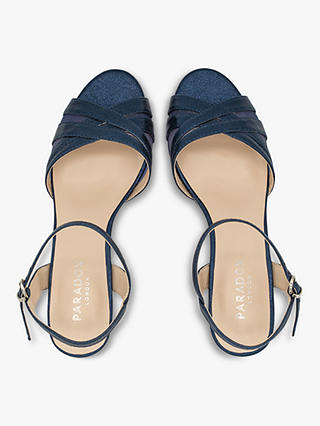 Paradox London Mowenna Shimmer Heel Sandals, Navy