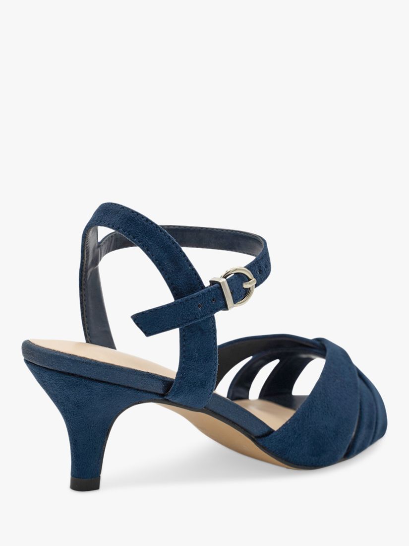 Paradox London Talor Wide Fit Shimmer Mid Heel Sandals, Navy at John ...