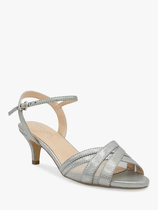 Paradox London Mowenna Shimmer Heel Sandals, Dark Silver