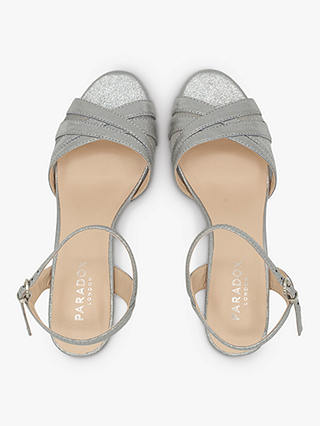 Paradox London Mowenna Shimmer Heel Sandals, Dark Silver