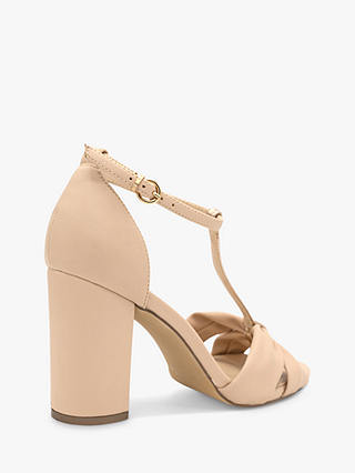 Paradox London Indiana High Block Heel T-Bar Sandals, Nude