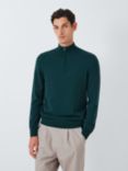 John Lewis Cashmere Half Zip Jumper, Wintergreen