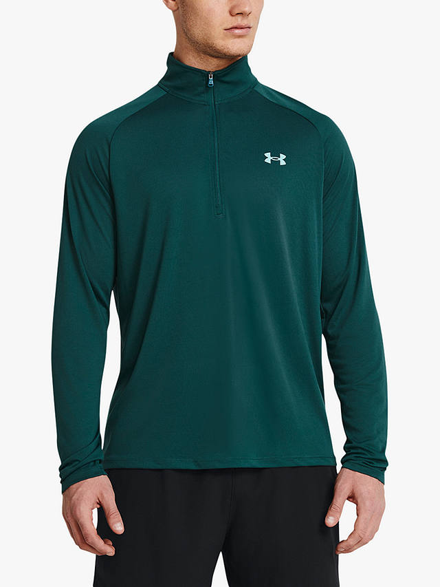 Under Armour Tech 2.0 1/2 Zip Long Sleeve Gym Top, Teal / Turquoise