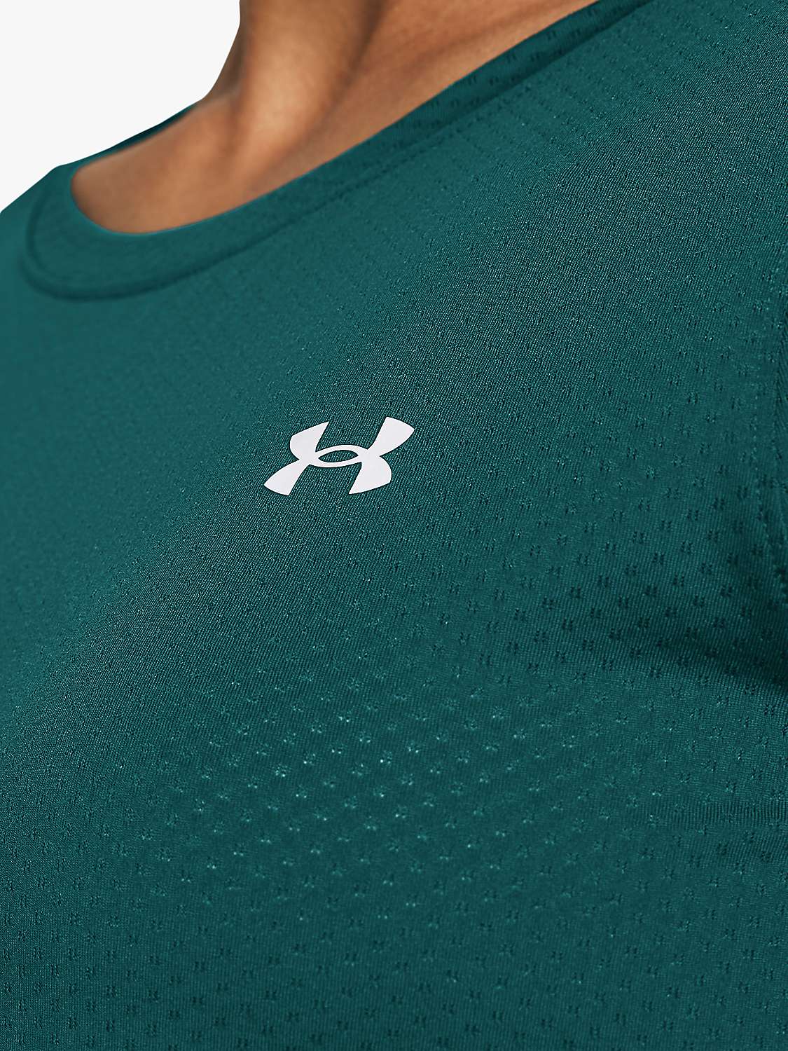 Buy Under Armour HeatGear Armour Short Sleeve Gym Top, Hydro Teal/White Online at johnlewis.com