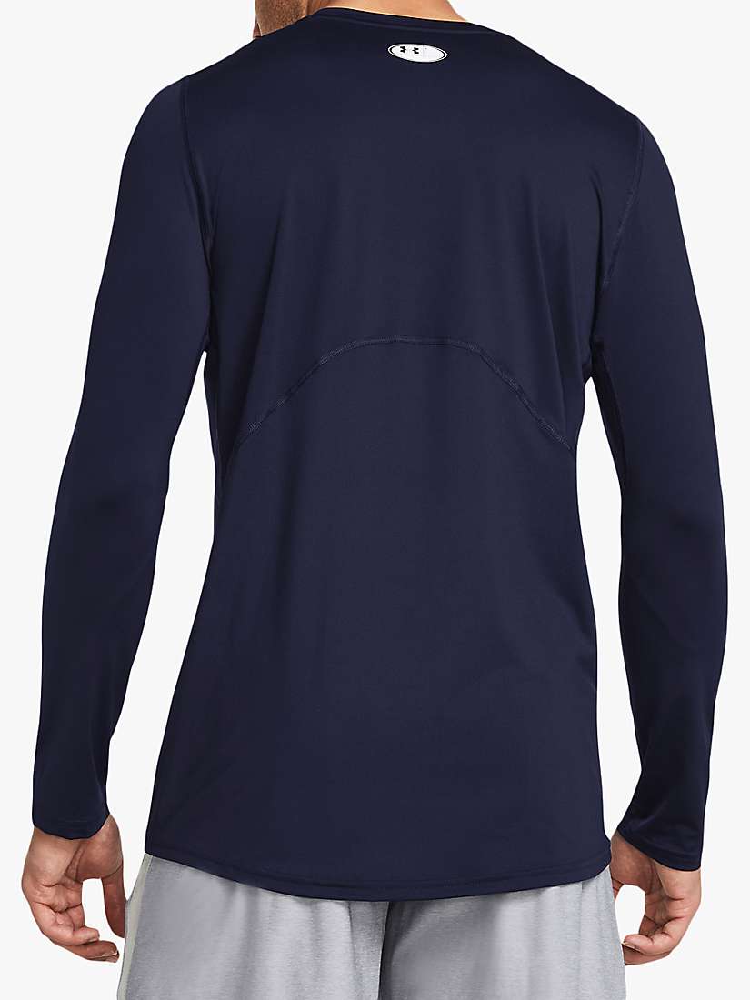 Buy Under Armour HeatGear Fitted Long Sleeve Top, Navy/White Online at johnlewis.com