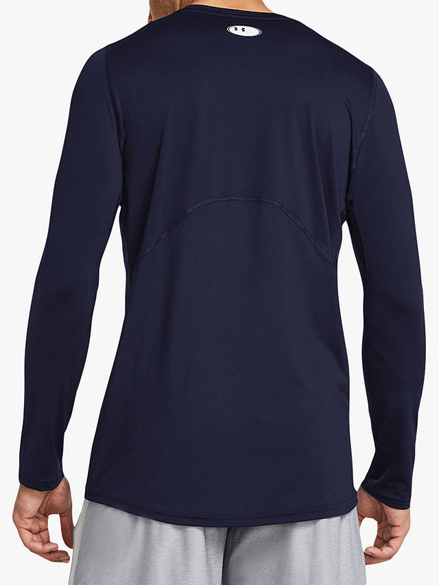Under Armour HeatGear Fitted Long Sleeve Top, Navy/White