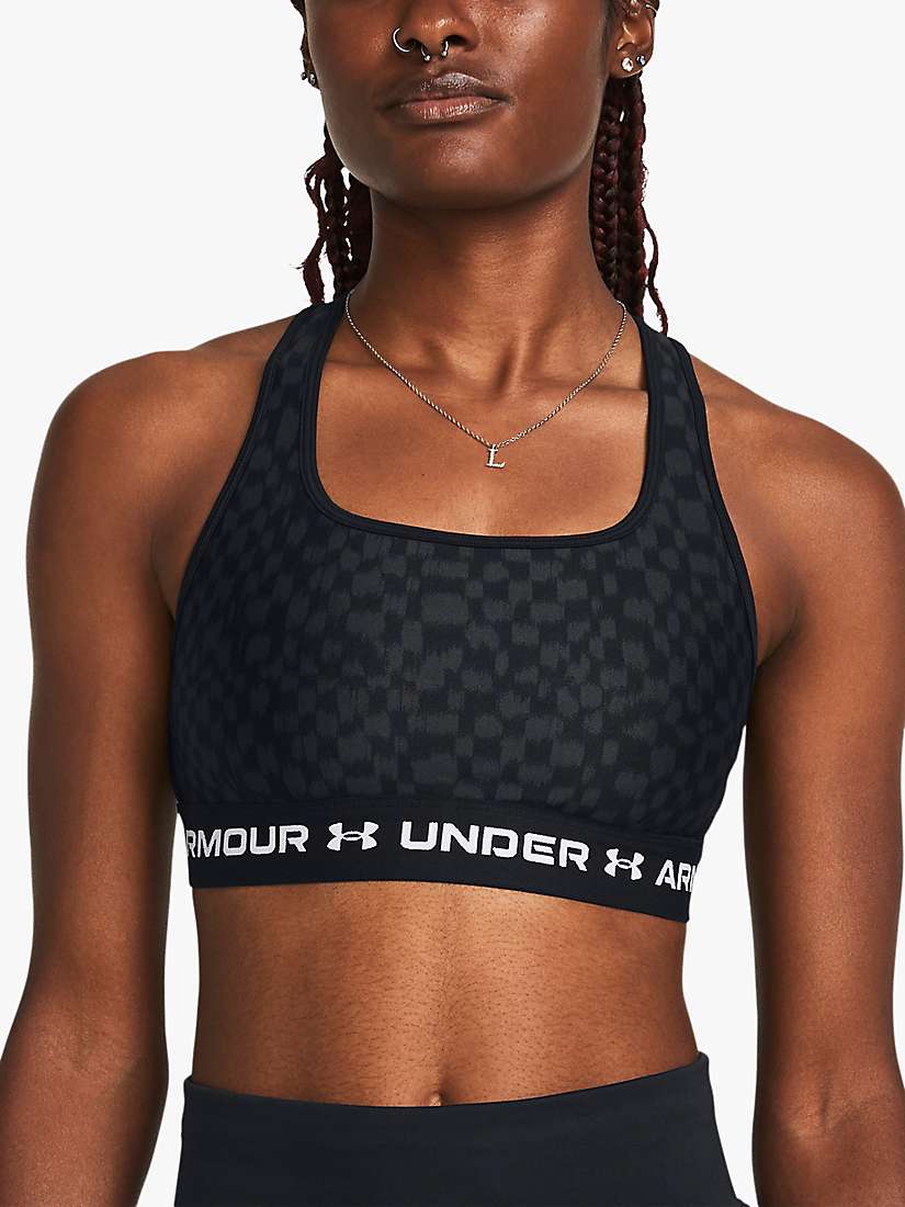 Buy Under Armour Mid Cross Back Printed Sports Bra, Black/White Online at johnlewis.com