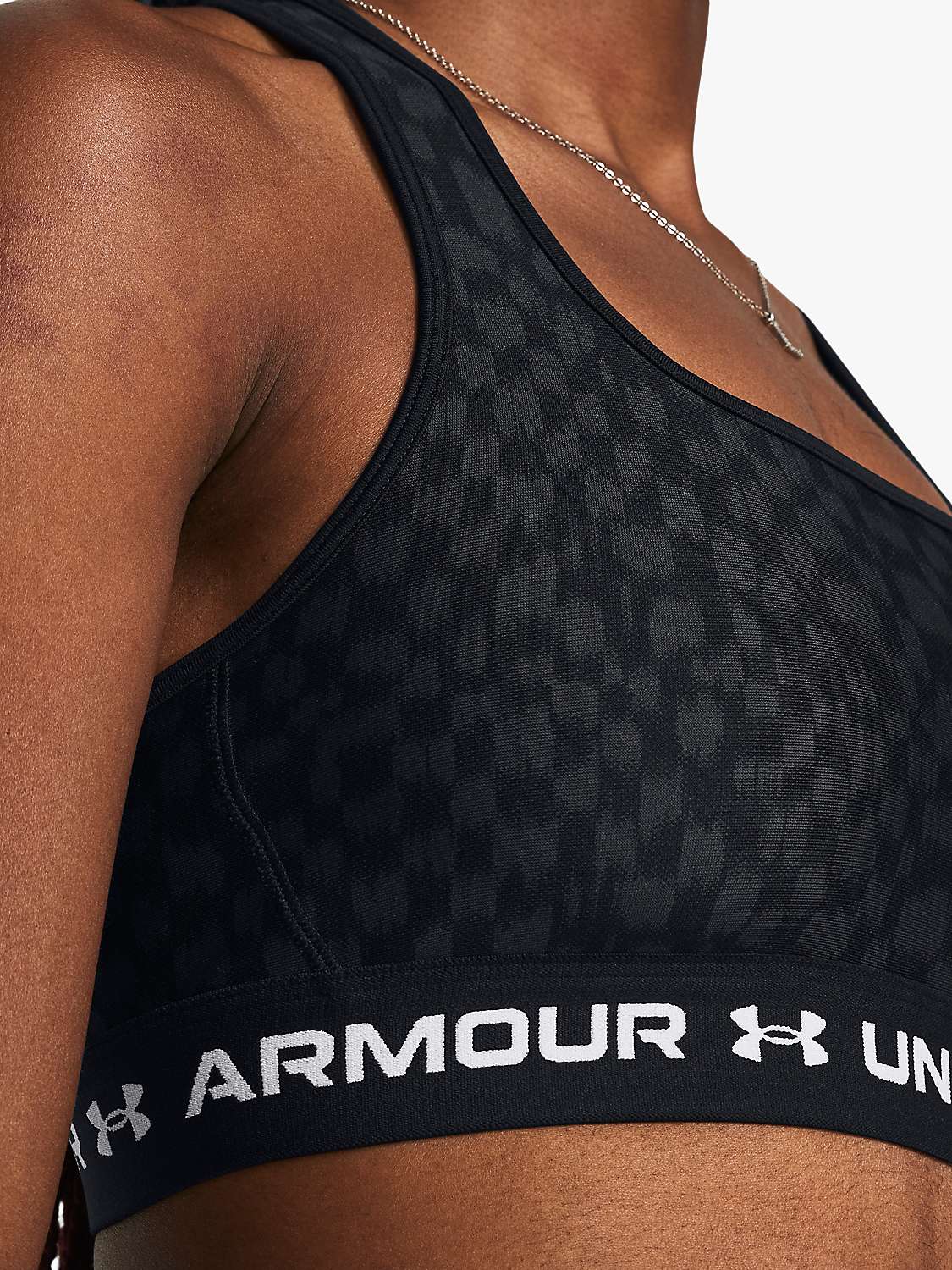 Buy Under Armour Mid Cross Back Printed Sports Bra, Black/White Online at johnlewis.com