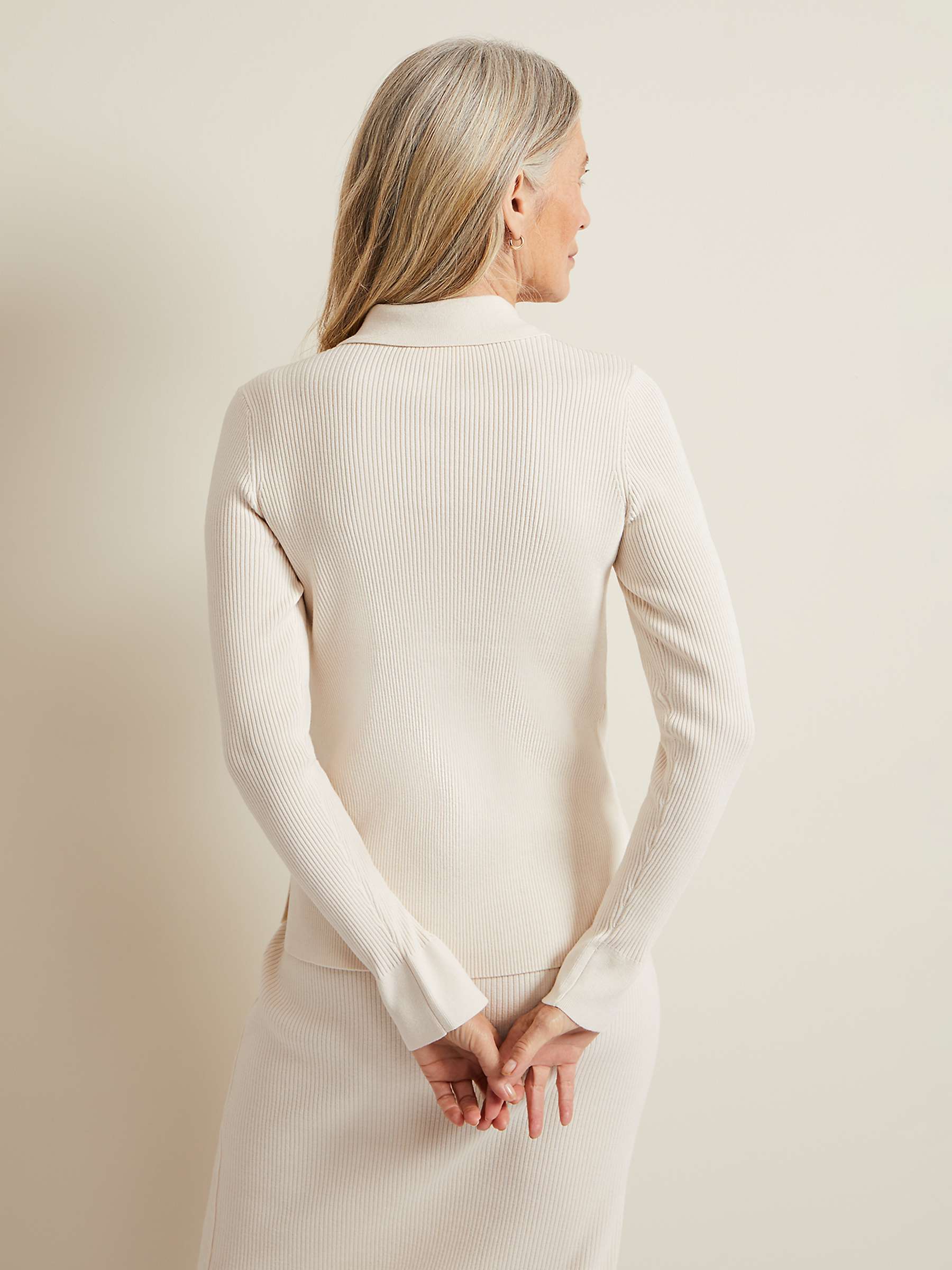 Buy Phase Eight Irina Ribbed Button Detail Knit Top, Ivory Online at johnlewis.com