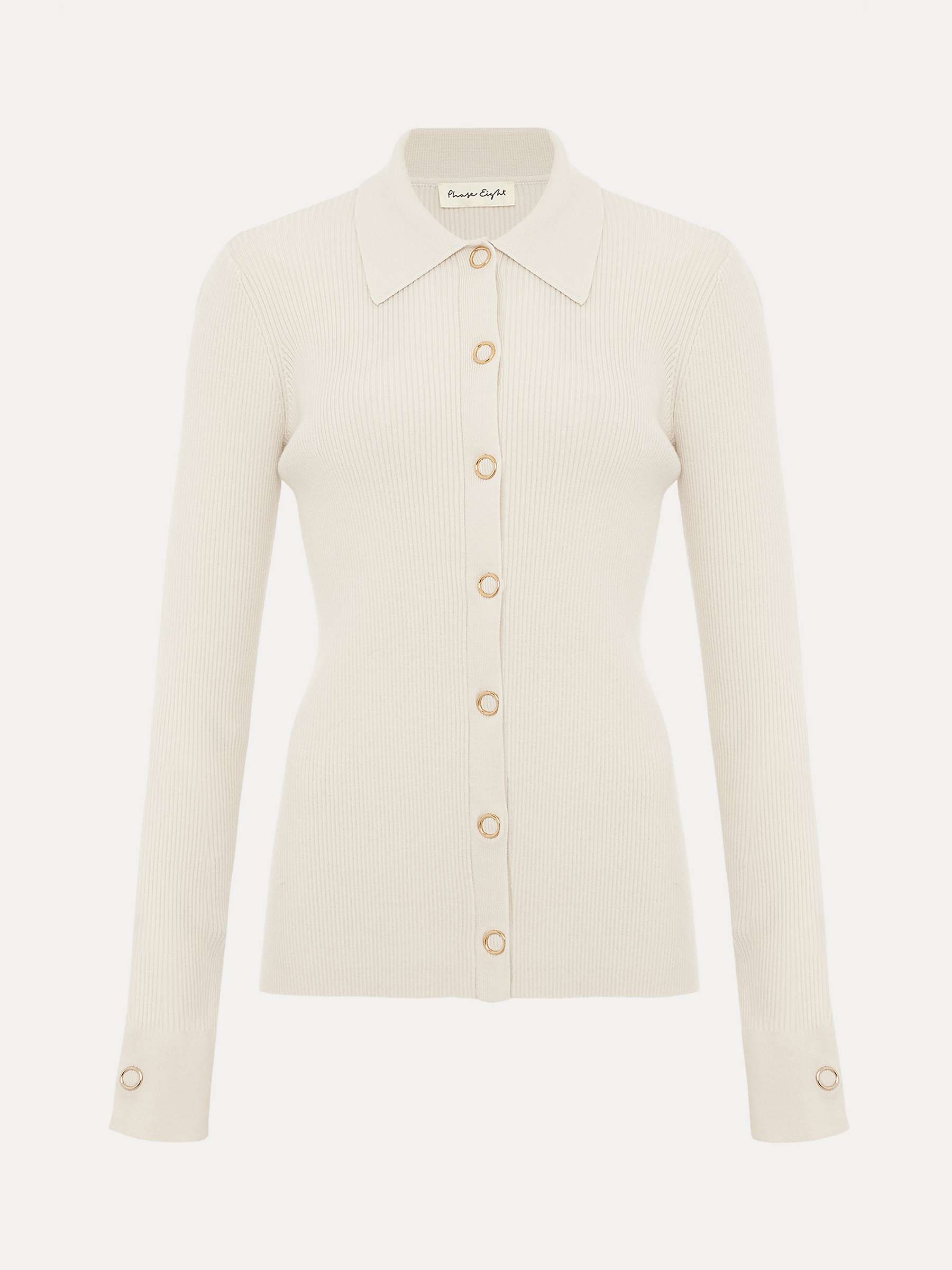 Buy Phase Eight Irina Ribbed Button Detail Knit Top, Ivory Online at johnlewis.com