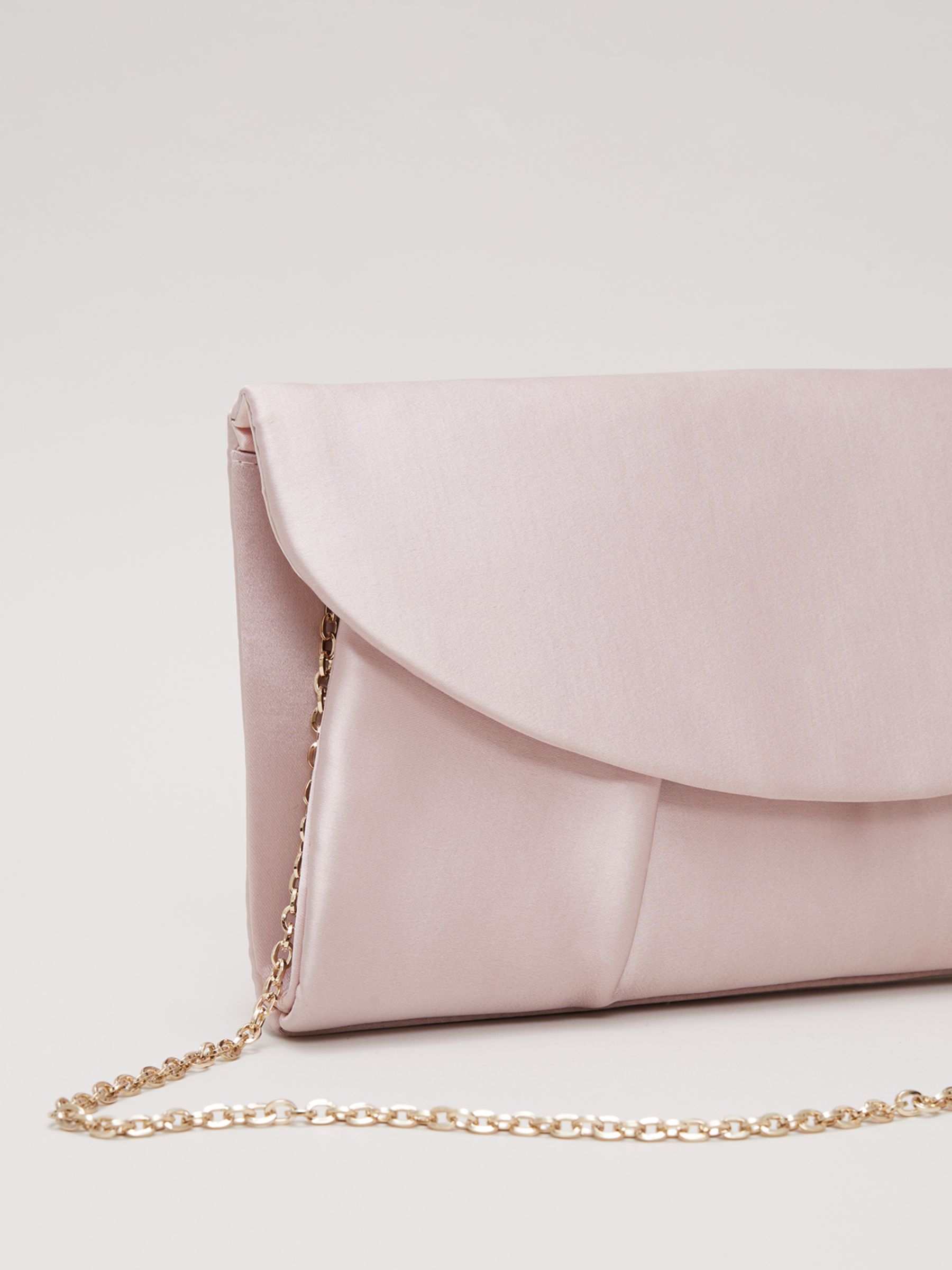 Buy Phase Eight Pleat Satin Clutch Bag, Pale Pink Online at johnlewis.com