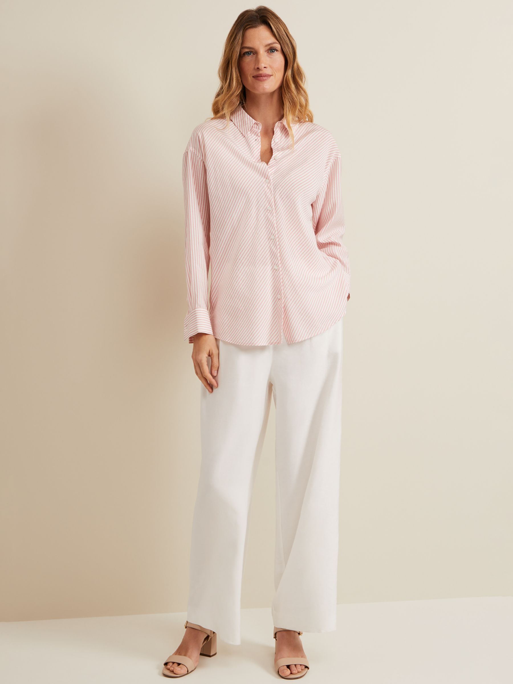 Buy Phase Eight Bernice Stripe Shirt, White/Pink Online at johnlewis.com