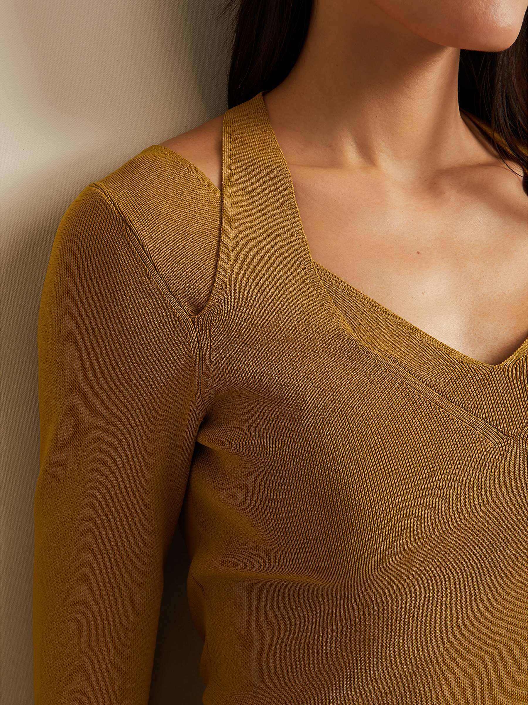 Buy Phase Eight Emily Rib Knit Cut-Out Detail Top, Olive Online at johnlewis.com