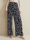 Phase Eight Mairead Polka Dot Wide Leg Trousers, Navy/White