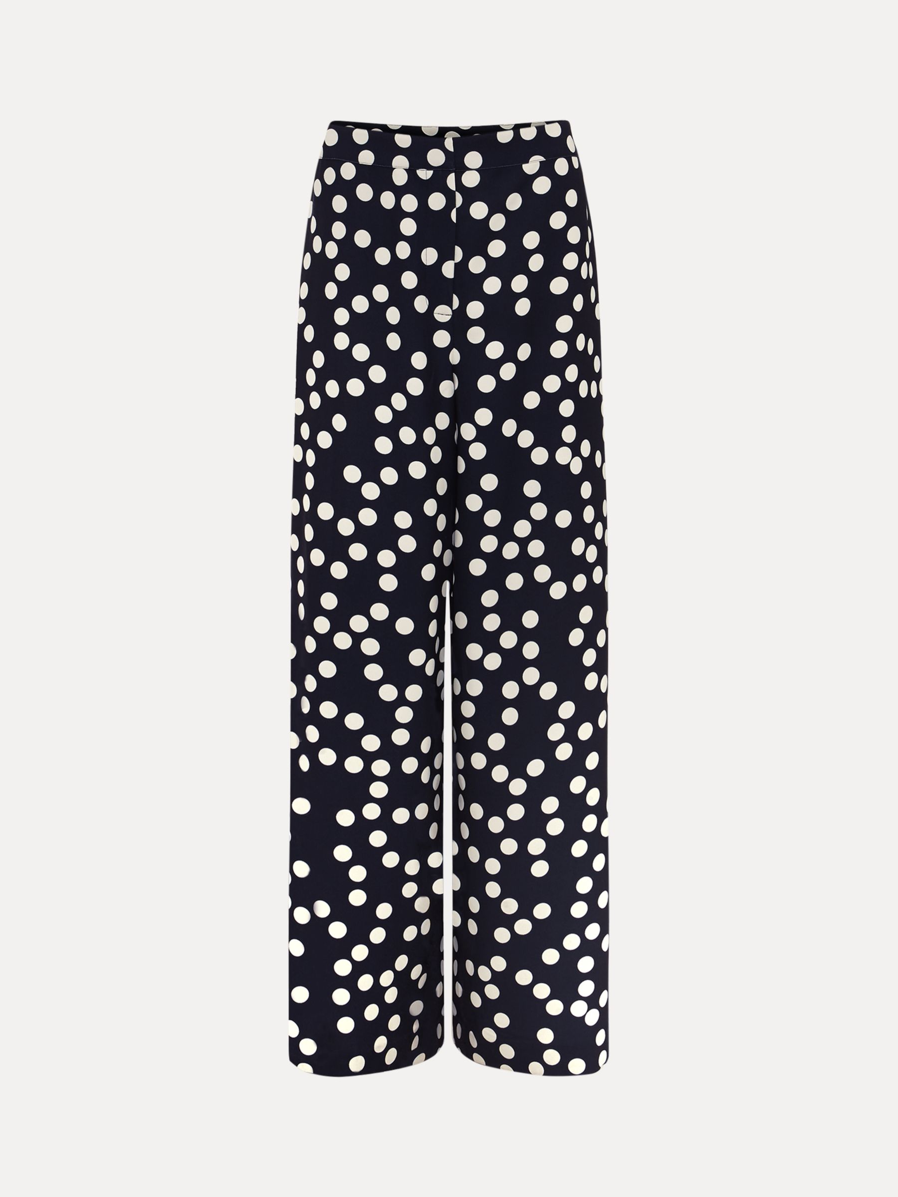 Phase Eight Mairead Polka Dot Wide Leg Trousers, Navy/White, 8