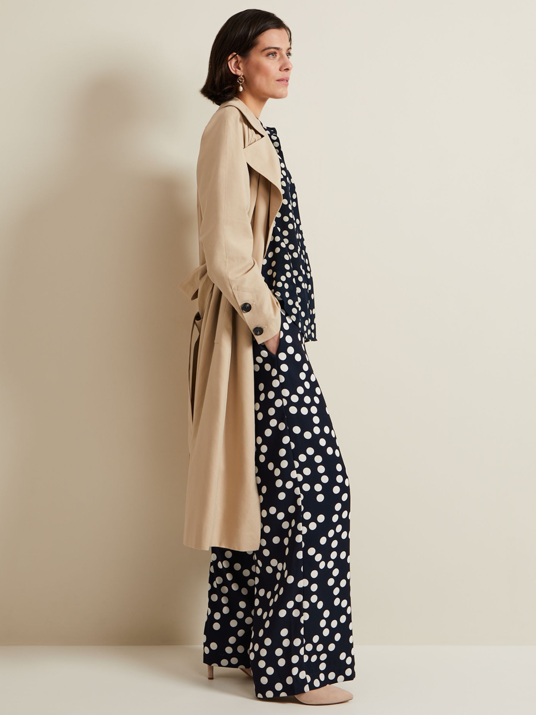 Buy Phase Eight Mairead Polka Dot Wide Leg Trousers, Navy/White Online at johnlewis.com