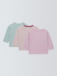 John Lewis Baby Long Sleeved Tops, Pink Mix, Pack of 3