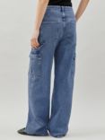 Albaray Organic Cotton Wide Leg Cargo Jeans, Indigo