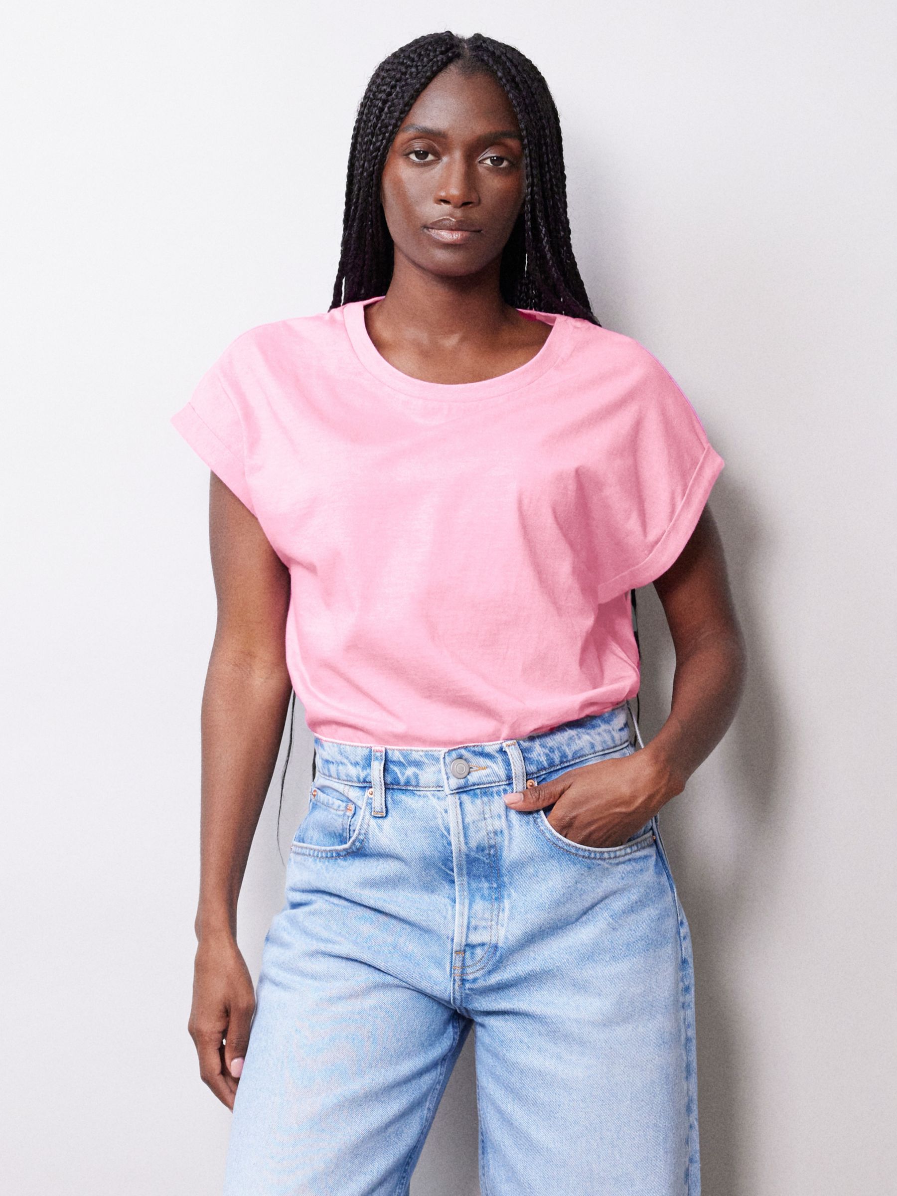 Buy Albaray Roll Back T-Shirt, Pink Online at johnlewis.com