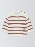 John Lewis Baby Striped Cotton Jumper, Brown/Multi