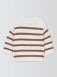 John Lewis Baby Striped Cotton Jumper, Brown/Multi