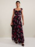 Phase Eight Collection 8 Gretal Pleated Floral Maxi Dress, Black/Multi