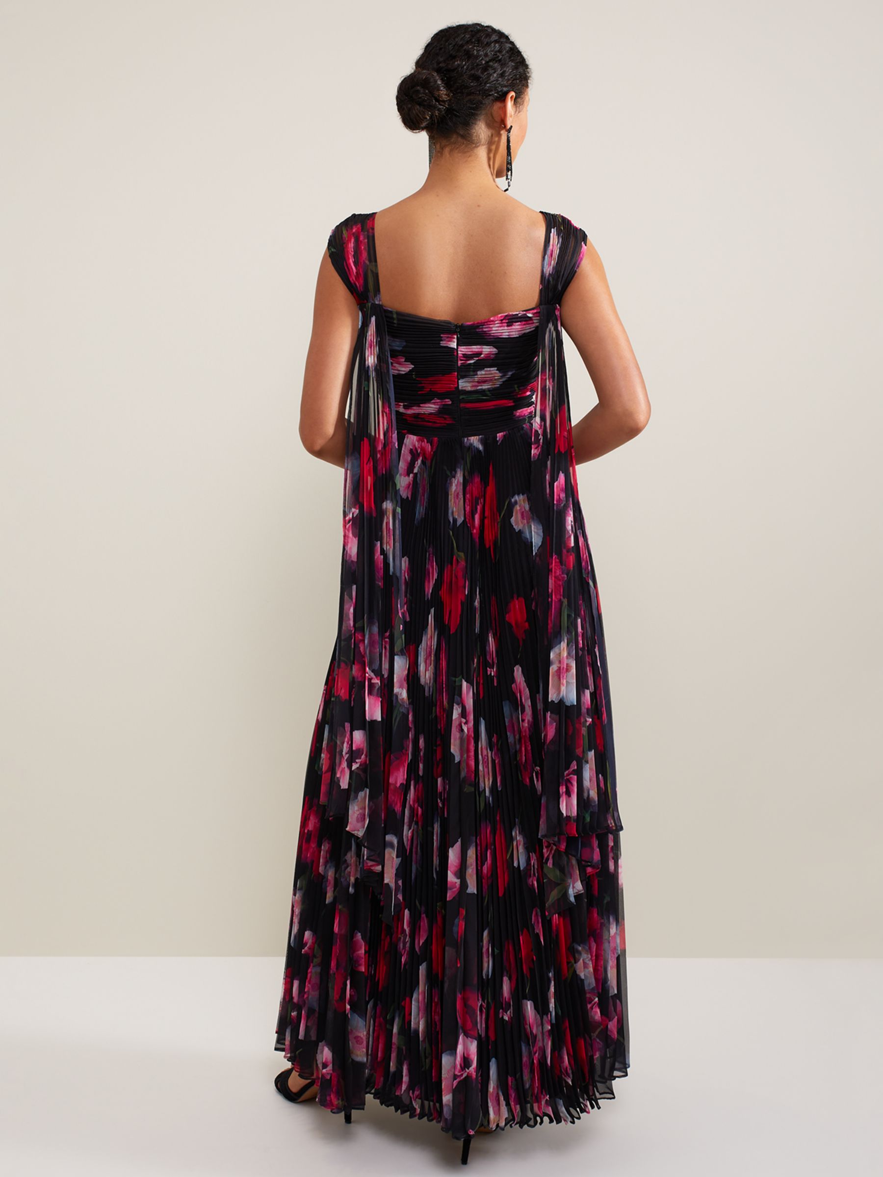 Buy Phase Eight Collection 8 Gretal Pleated Floral Maxi Dress, Black/Multi Online at johnlewis.com
