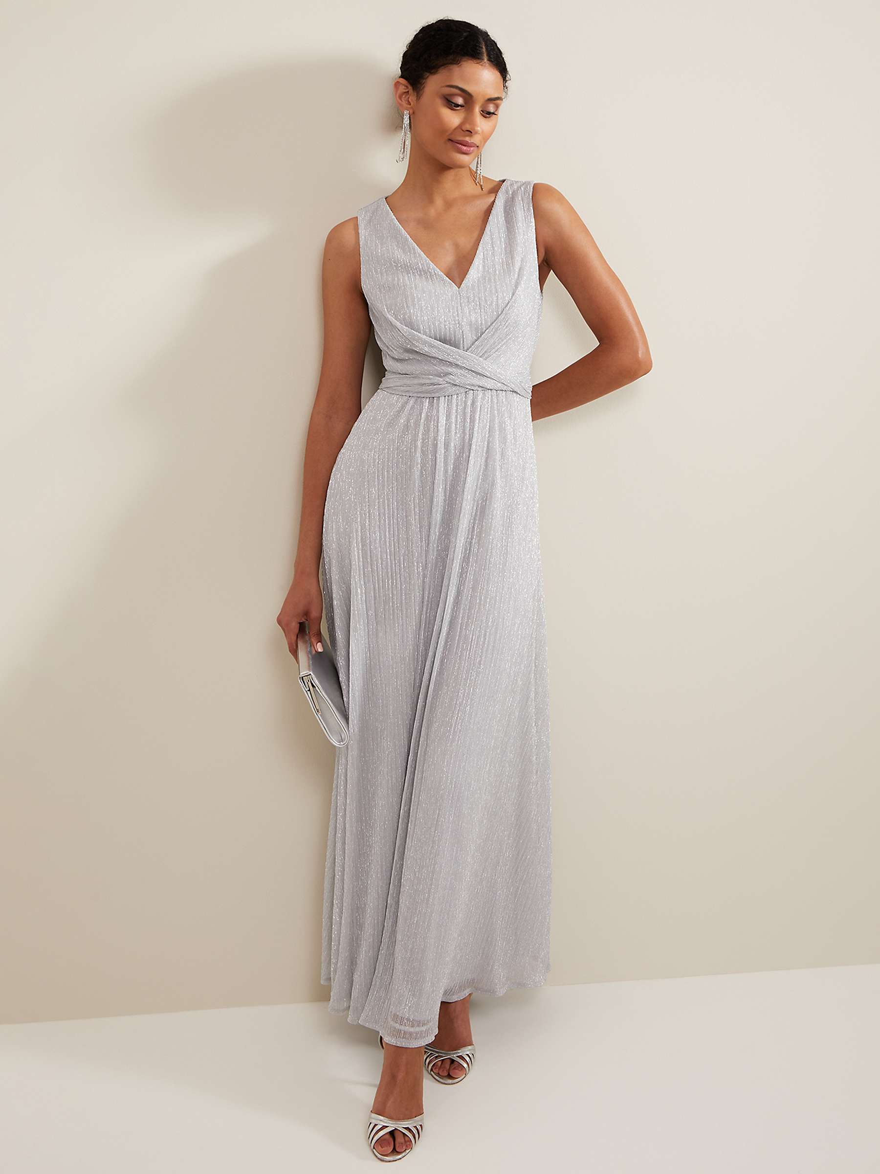 Buy Phase Eight Collection 8 Artemis Shimmer Maxi Dress, Silver Online at johnlewis.com