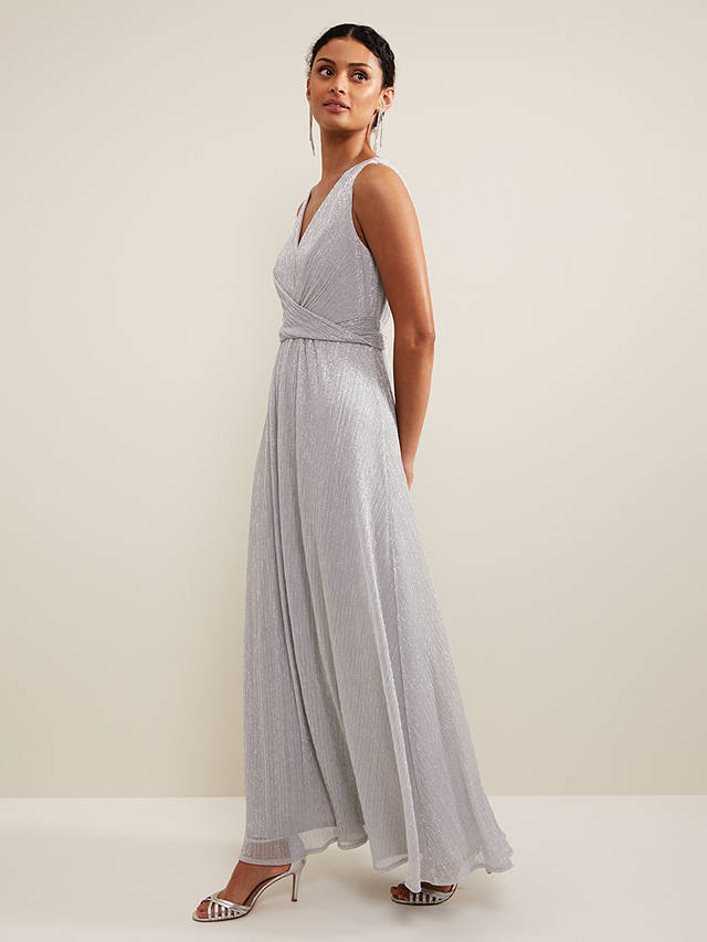 Phase Eight Collection 8 Artemis Shimmer Maxi Dress, Silver