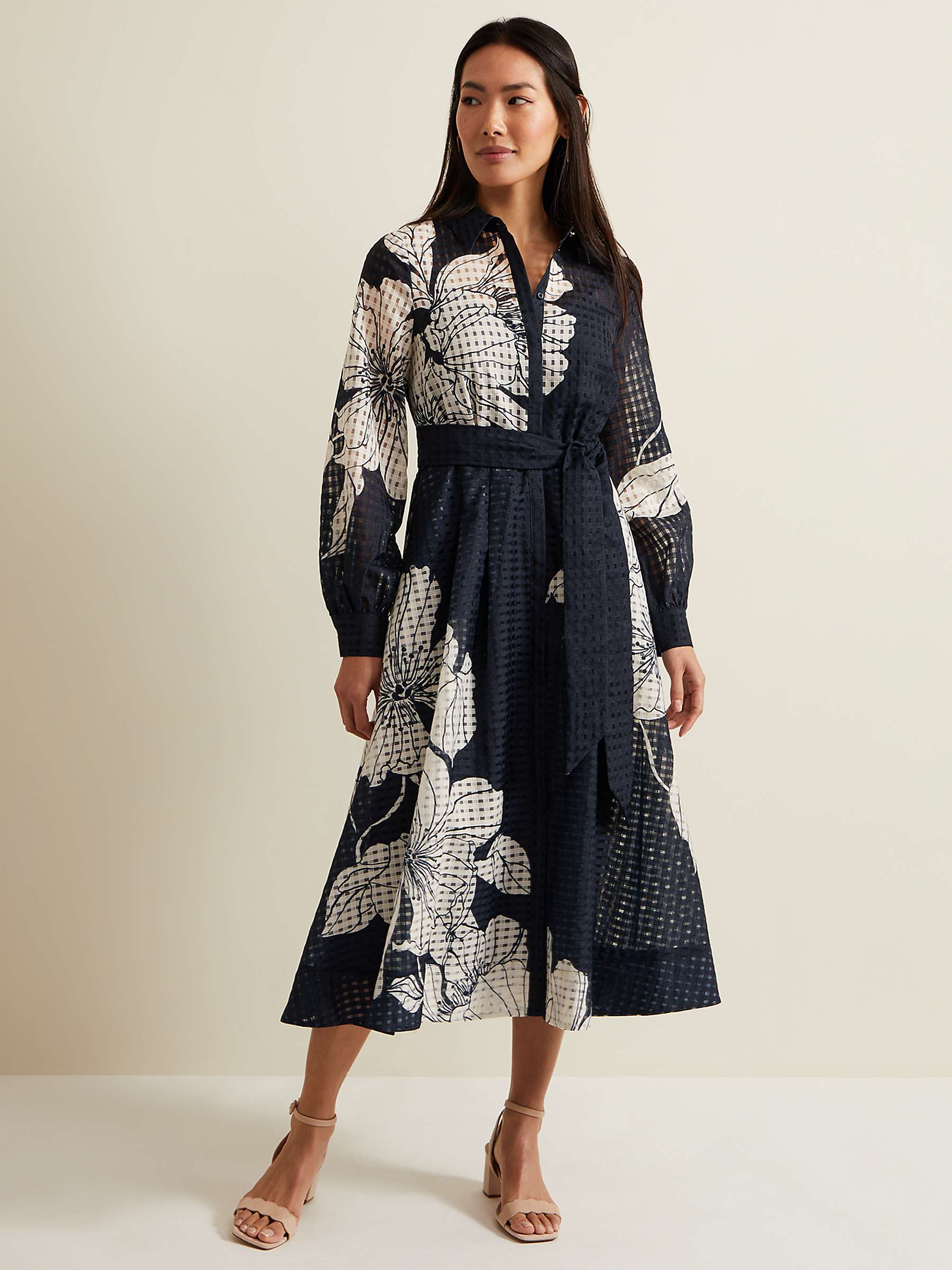 Buy Phase Eight Natalie Floral Midi Dress, Navy/Ivory Online at johnlewis.com