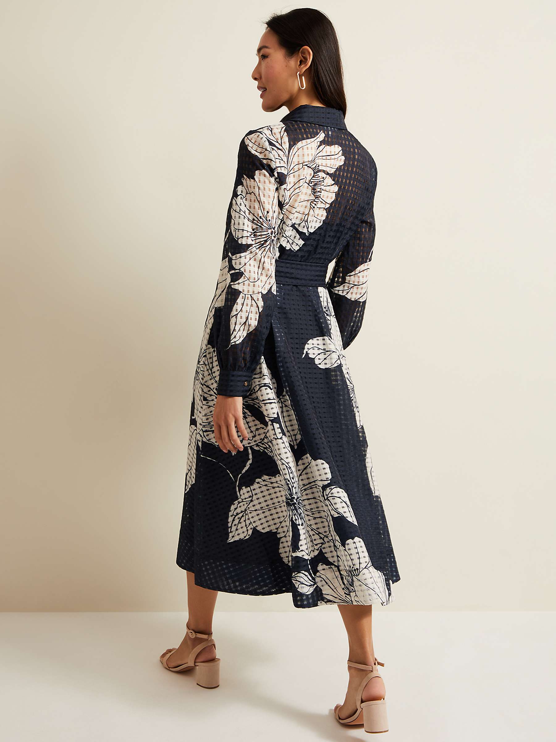 Buy Phase Eight Natalie Floral Midi Dress, Navy/Ivory Online at johnlewis.com