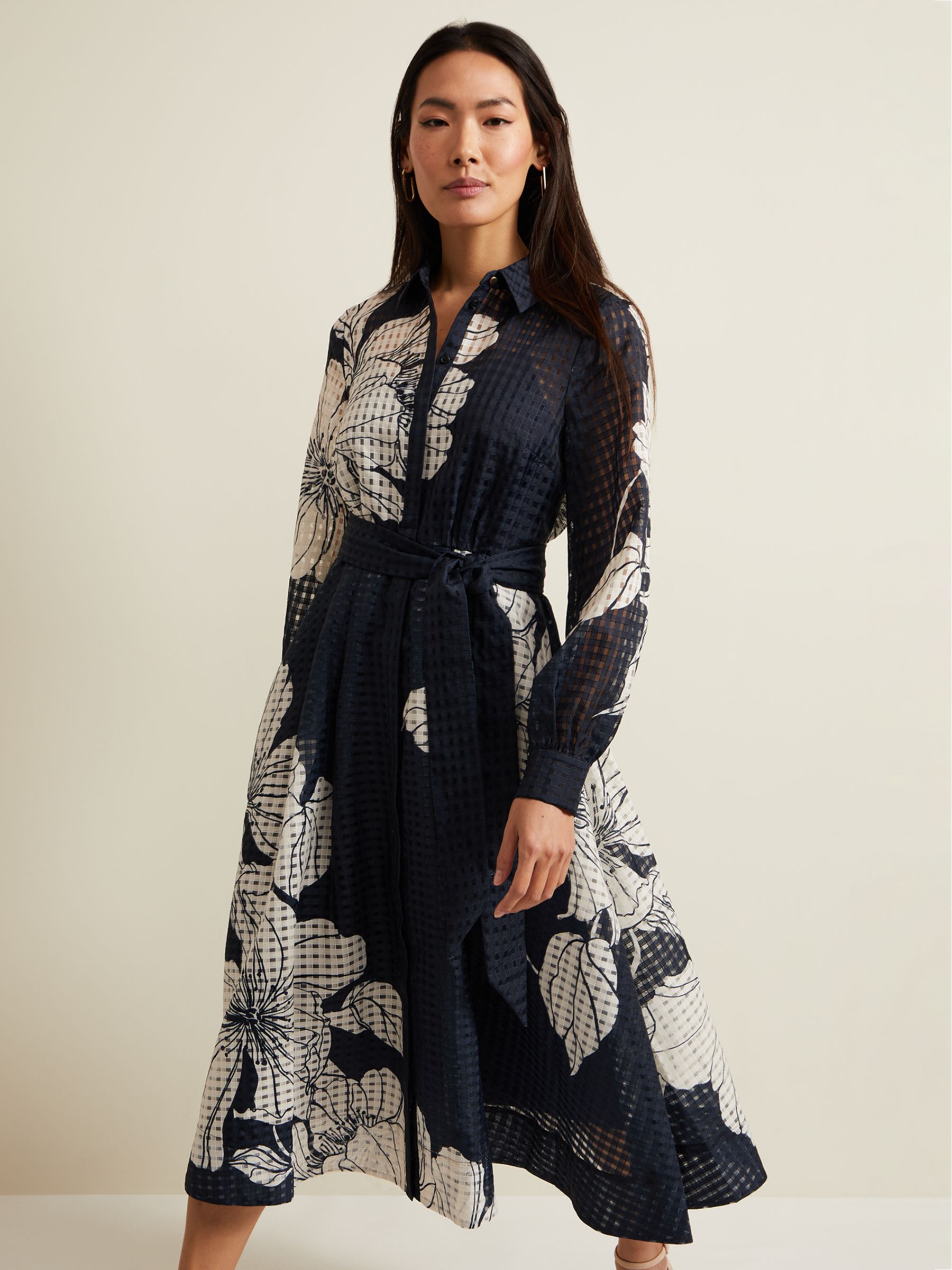 Buy Phase Eight Natalie Floral Midi Dress, Navy/Ivory Online at johnlewis.com