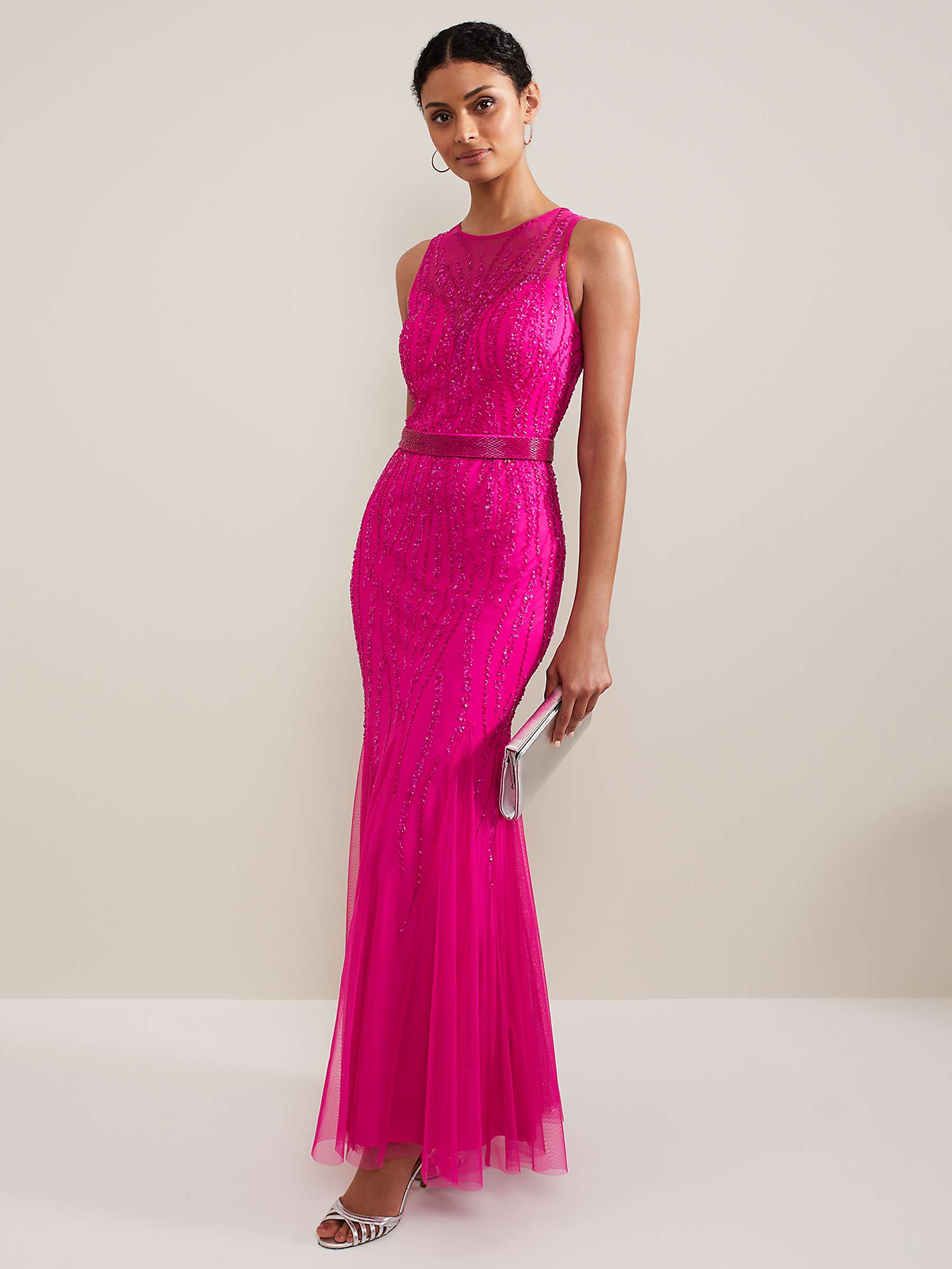 Buy Phase Eight Collection 8 Rowena Embellished Maxi Dress, Fuchsia Online at johnlewis.com