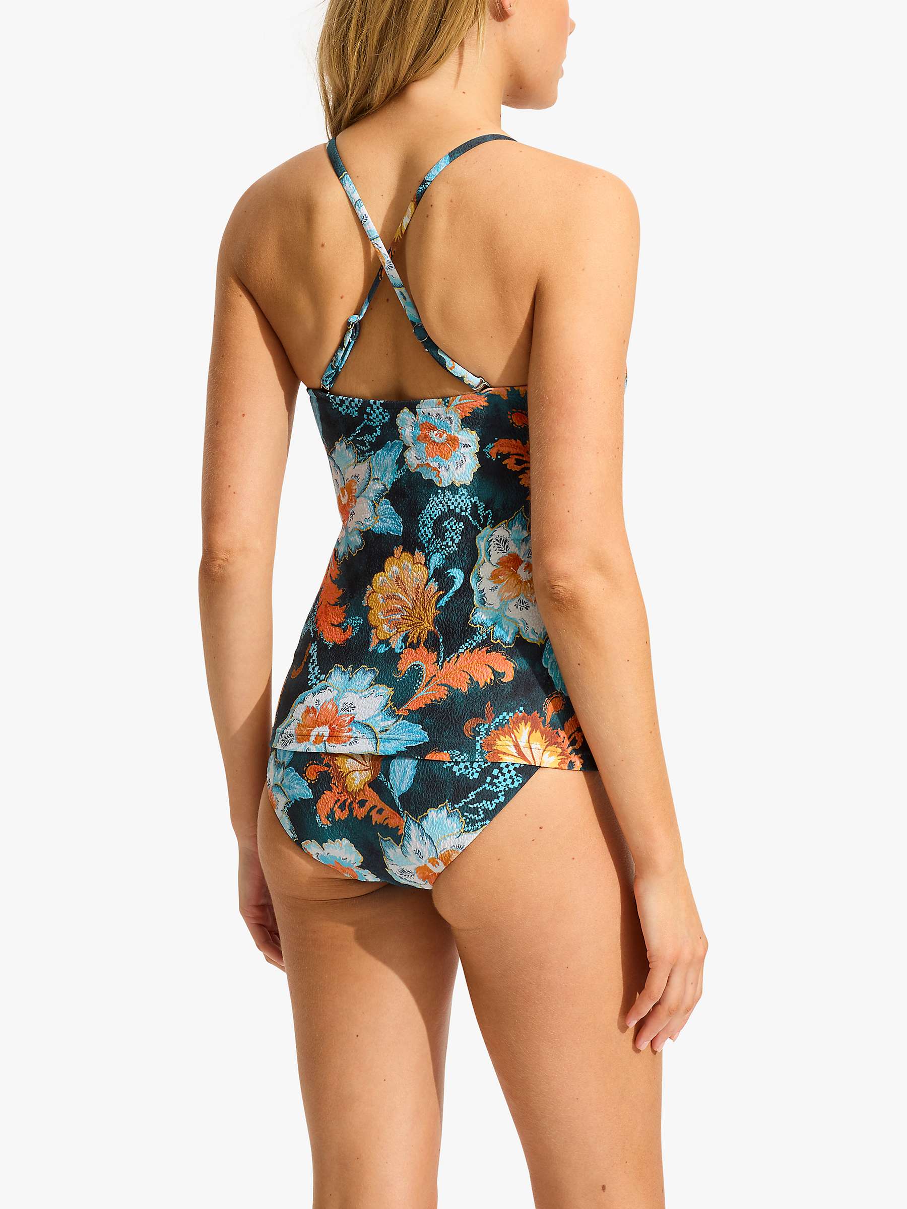 Buy Seafolly Spring Festival Wrap Front Tankini Top, True Navy Online at johnlewis.com