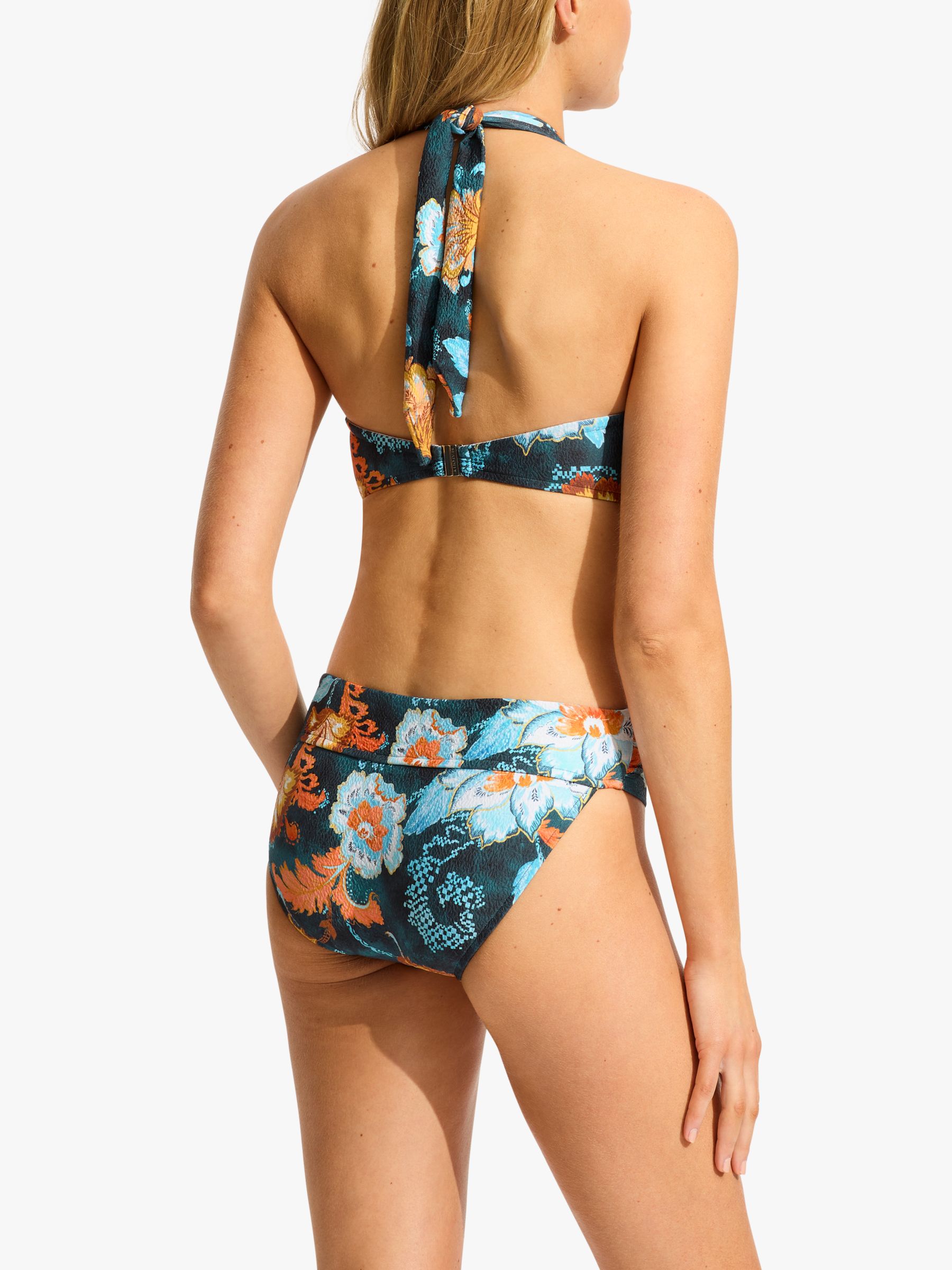 Seafolly Spring Festival Halter Bandeau Bikini Top, True Navy, 8