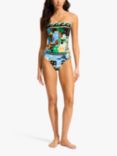 Seafolly Atlantis Novelty Print Bandeau Swimsuit, Ecru/Multi