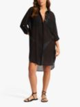 Seafolly Crinkle Shirt Kaftan, Black