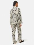 Jigsaw Kings & Queens Print Pyjamas, Cream/Black, Cream/Black