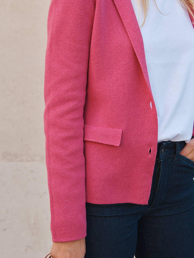 NRBY Lima Cotton Cashmere Heavy Knit Jacket, Cherry Pink